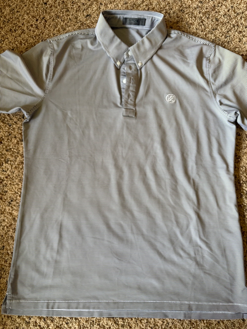 G/FORE Gray and White Thin-Strip Polo